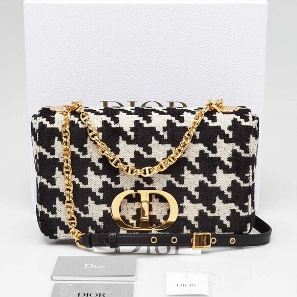 Christian Dior Black/White Technical Canvas Macro Houndstooth Medium Caro Bag - Picture 12 of 12